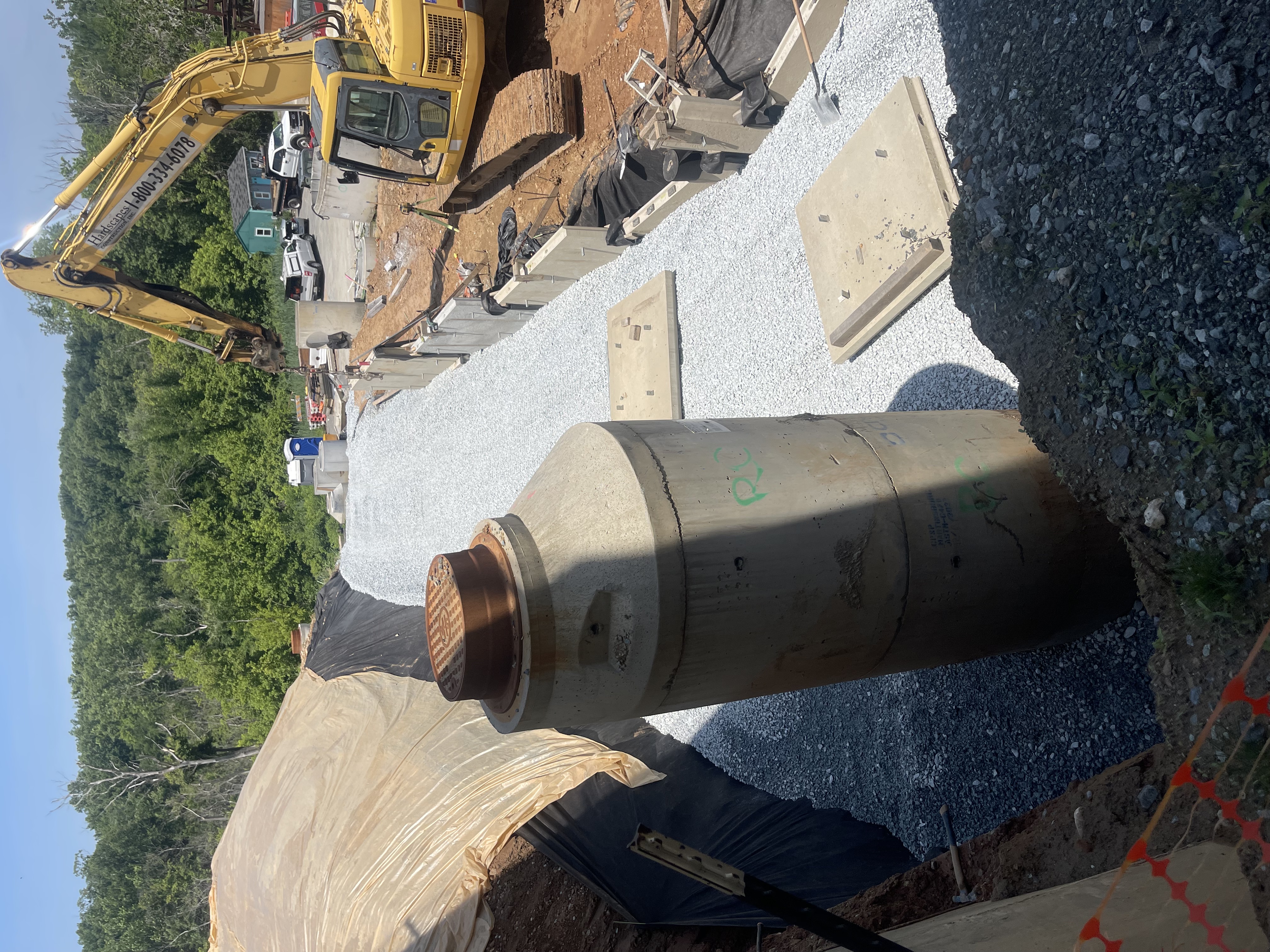 Drainage and utility structures being installed on an active Soli project